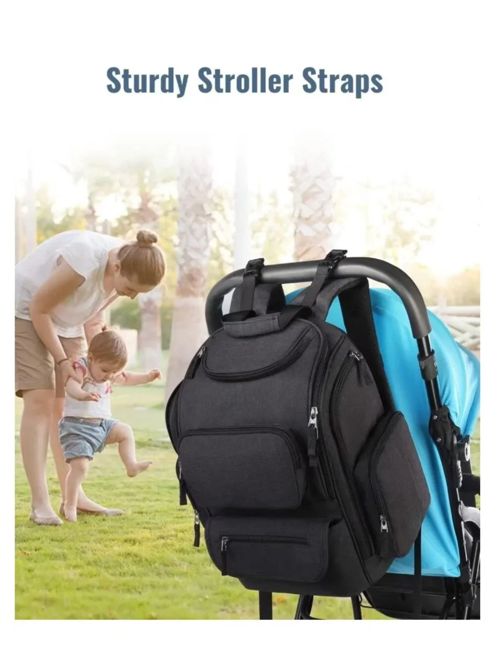 Mancro Diaper Bag Backpack Polyester Nylon Water Resistant 12 Pockets 20L Large